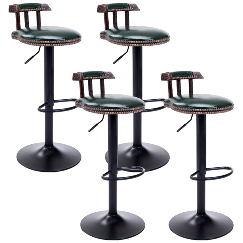 Industrial Leather Counter Height Stools Adjustable Height Bar Stool