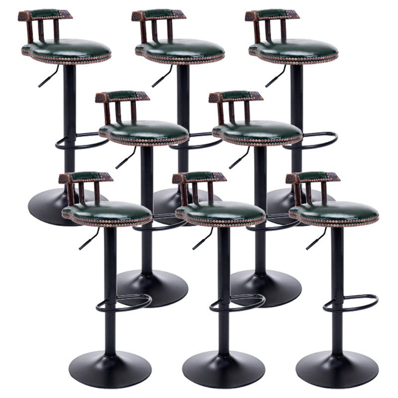 Industrial Leather Counter Height Stools Adjustable Height Bar Stool