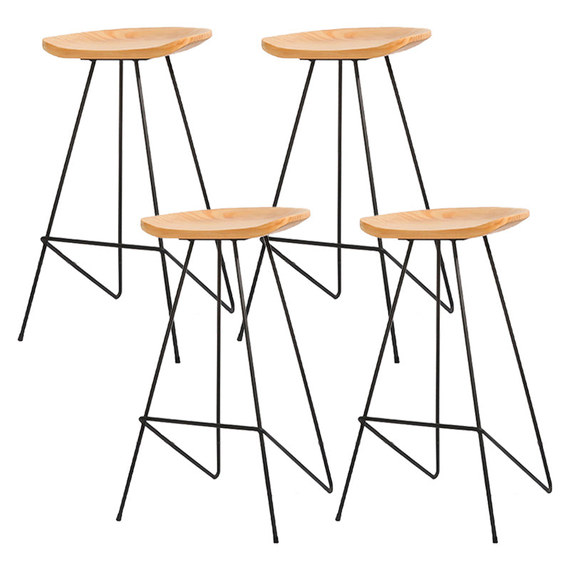 Modern Solid Wood Counter Stool Armless Bar Stool with Footrest