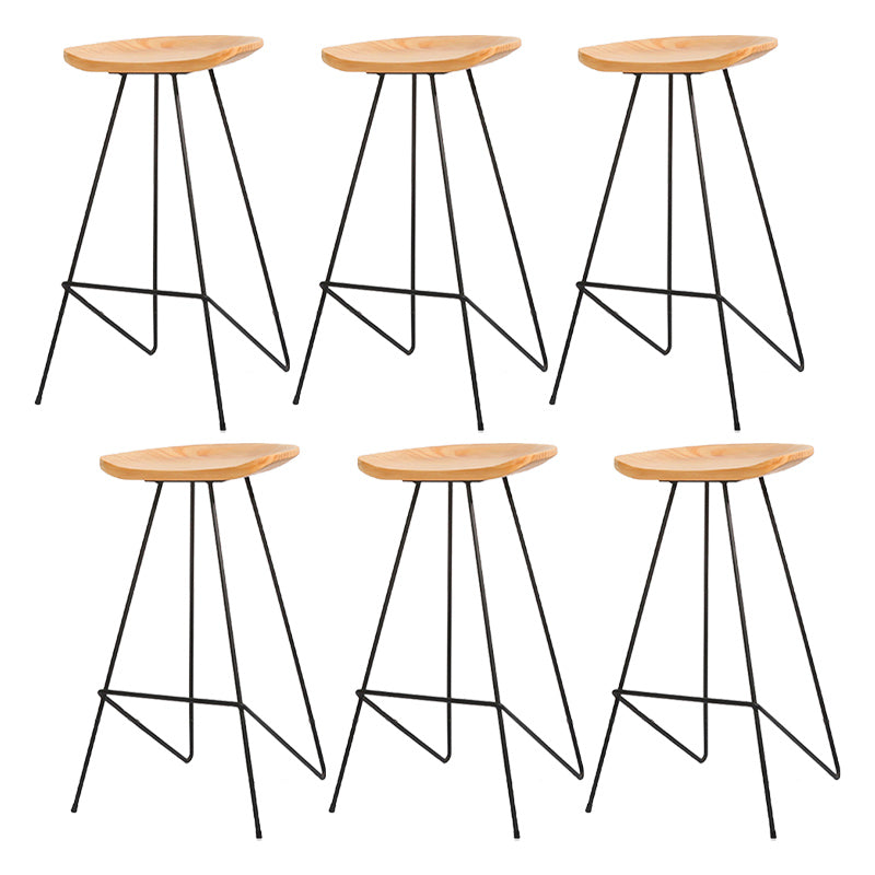 Modern Solid Wood Counter Stool Armless Bar Stool with Footrest