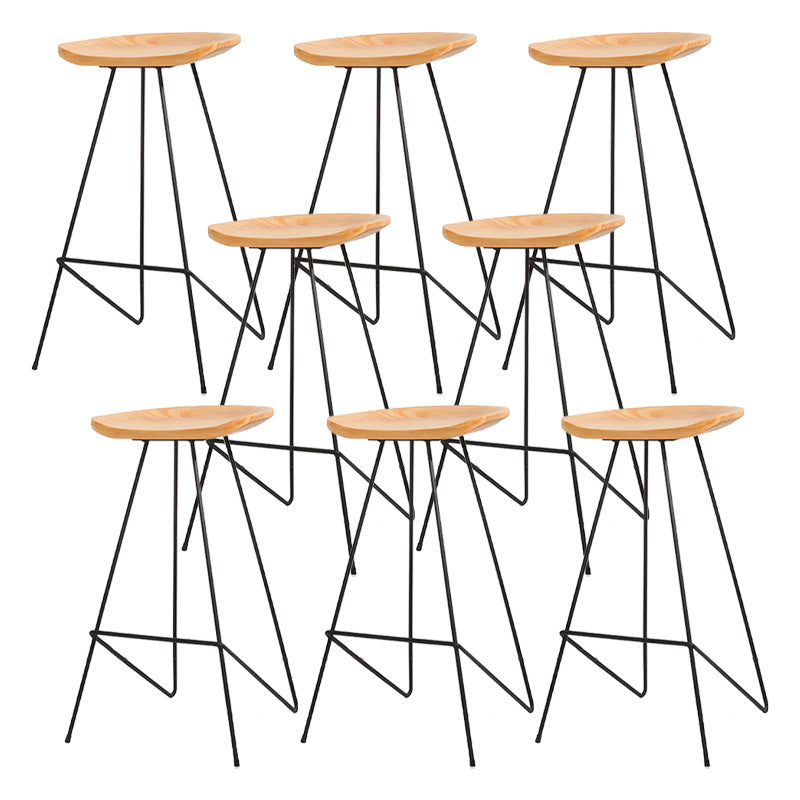 Modern Solid Wood Counter Stool Armless Bar Stool with Footrest