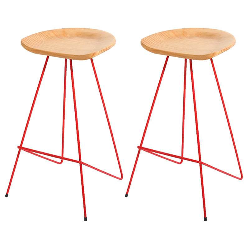 Modern Solid Wood Counter Stool Armless Bar Stool with Footrest