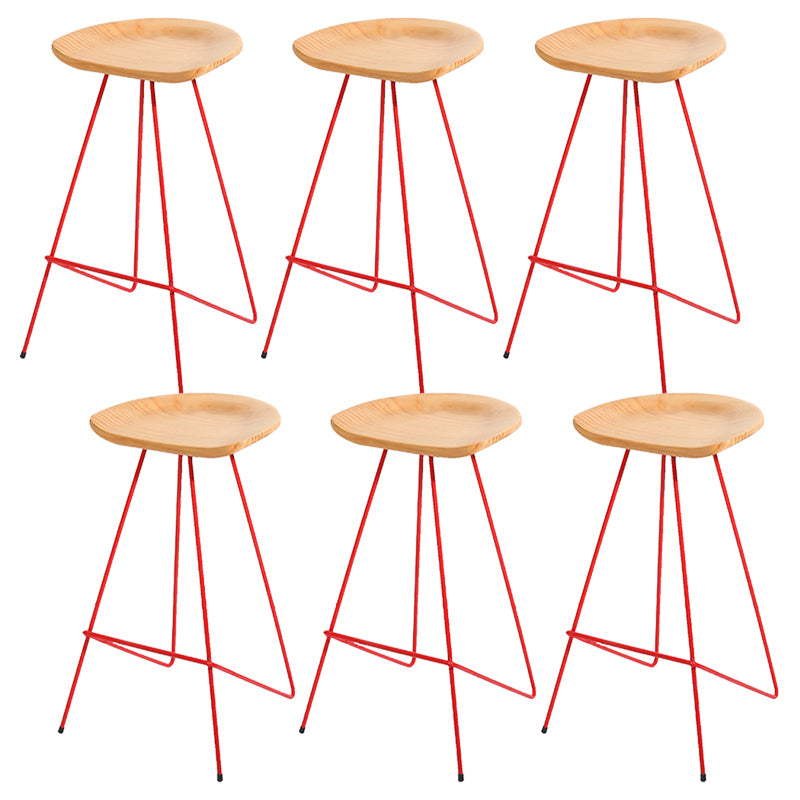 Modern Solid Wood Counter Stool Armless Bar Stool with Footrest
