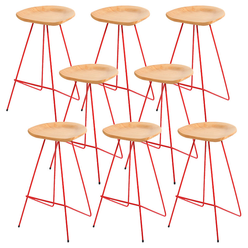 Modern Solid Wood Counter Stool Armless Bar Stool with Footrest