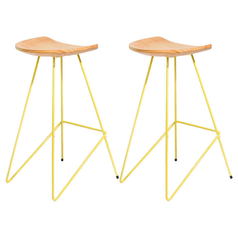 Modern Solid Wood Counter Stool Armless Bar Stool with Footrest
