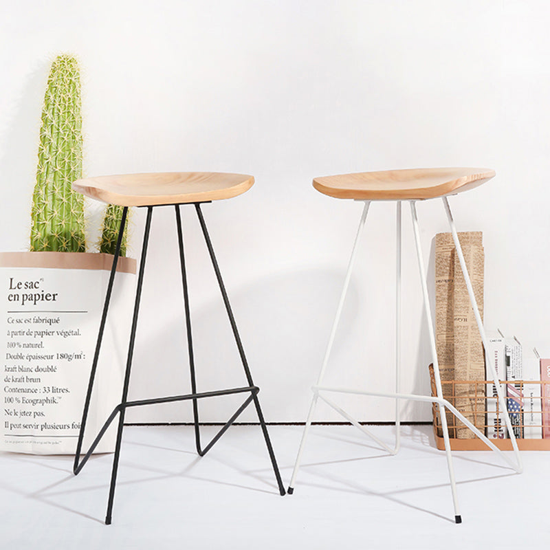 Modern Solid Wood Counter Stool Armless Bar Stool with Footrest