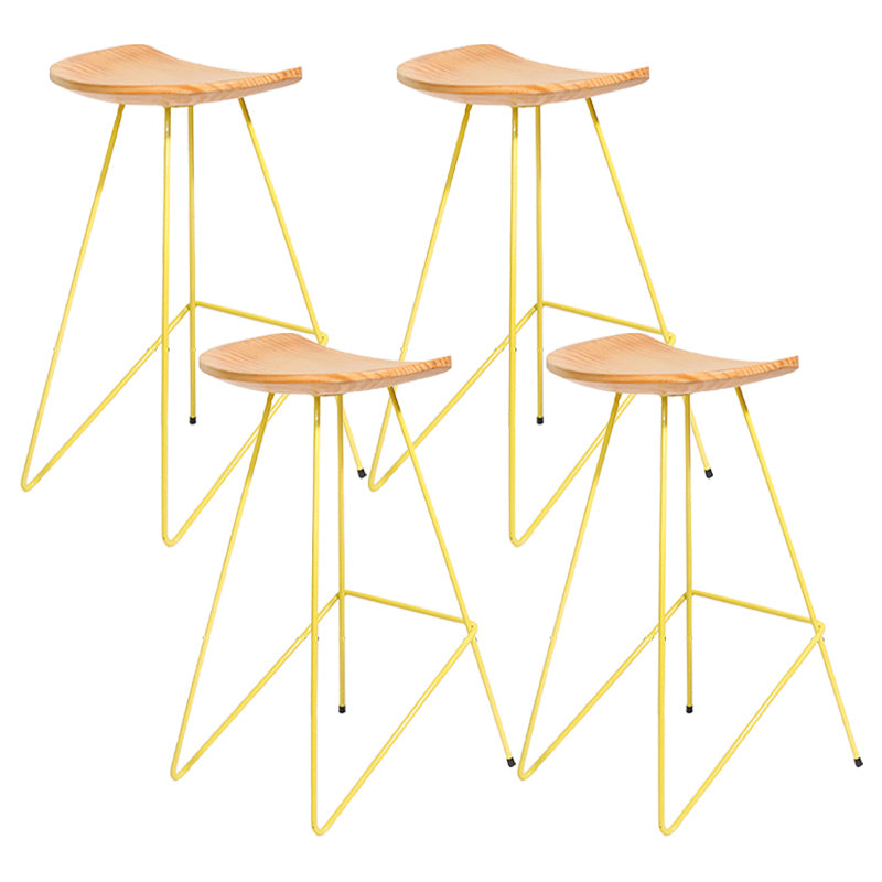 Modern Solid Wood Counter Stool Armless Bar Stool with Footrest
