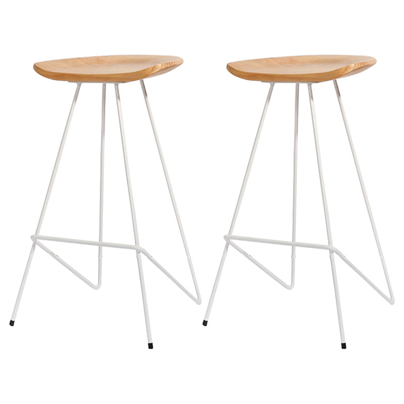 Modern Solid Wood Counter Stool Armless Bar Stool with Footrest