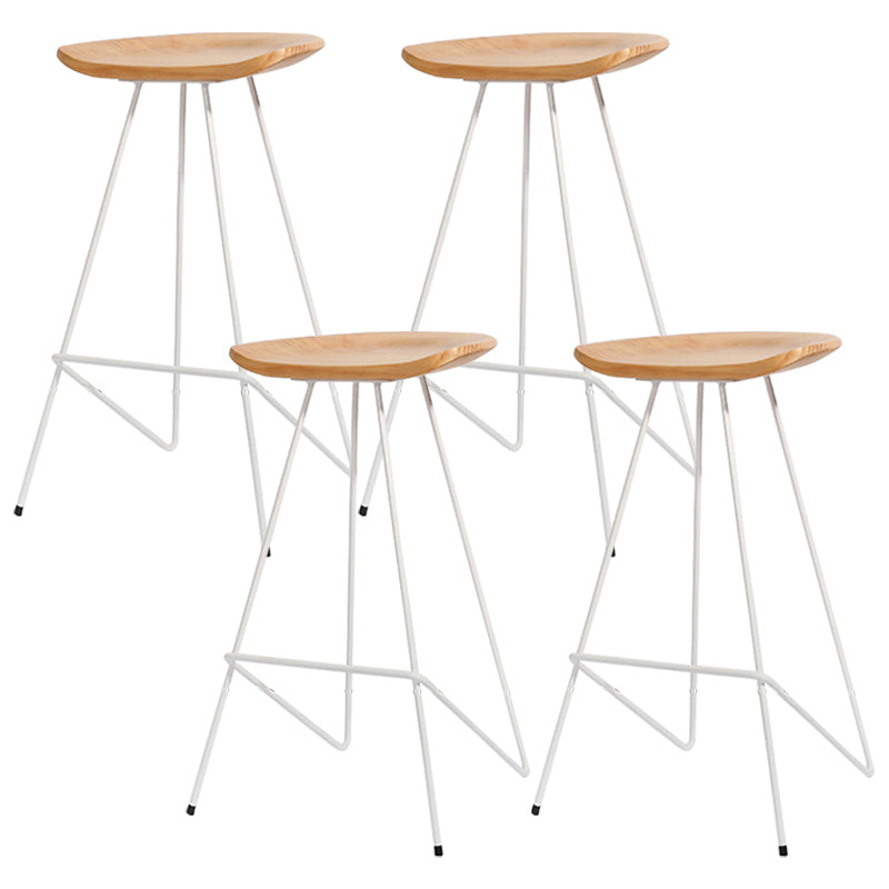 Modern Solid Wood Counter Stool Armless Bar Stool with Footrest
