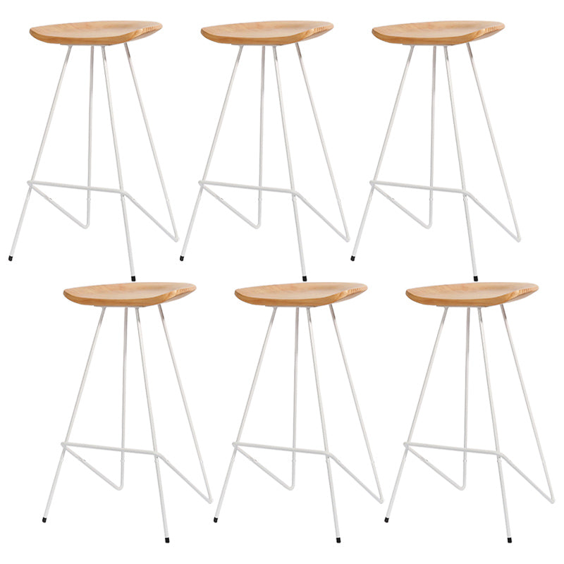 Modern Solid Wood Counter Stool Armless Bar Stool with Footrest