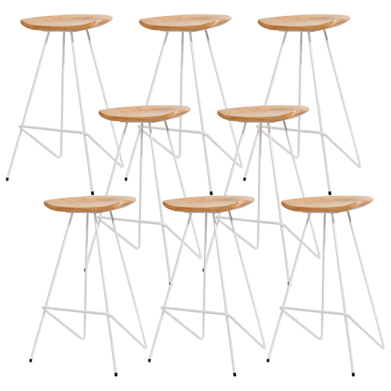 Modern Solid Wood Counter Stool Armless Bar Stool with Footrest