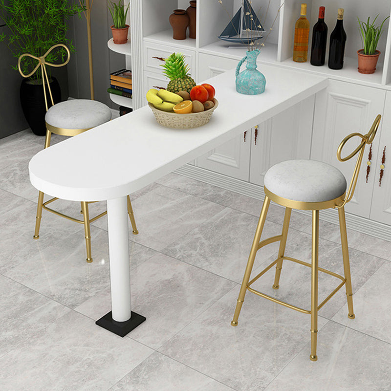 Upholstered Counter Stool Glam Style Round Low Back Bar Stool with Gold Frame