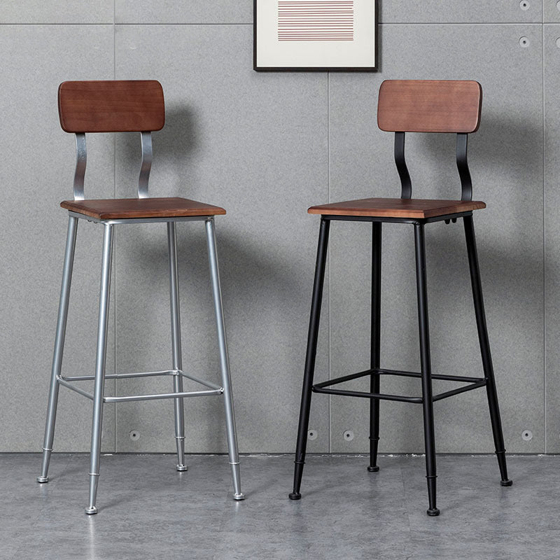 Modern Solid Wood Counter Stool Armless Bar Height Bar Stool with Footrest