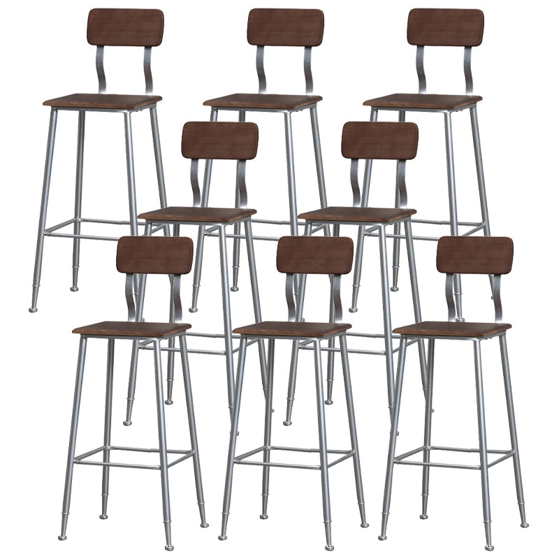 Modern Solid Wood Counter Stool Armless Bar Height Bar Stool with Footrest