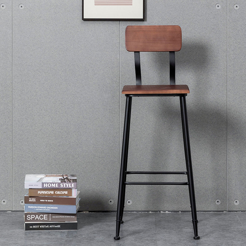 Modern Solid Wood Counter Stool Armless Bar Height Bar Stool with Footrest