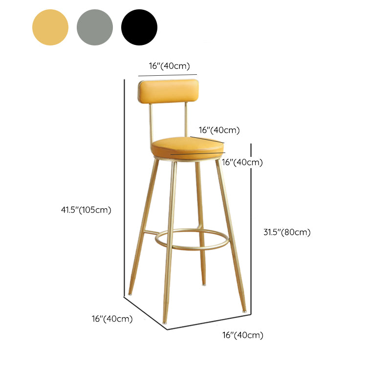 Glam Style Upholstered Counter Stool Armless Bar Stool for Indoor