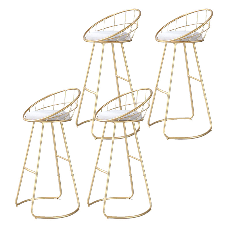 Contemporary Style Counter Stool Upholstered Bar Stool with Metal Base