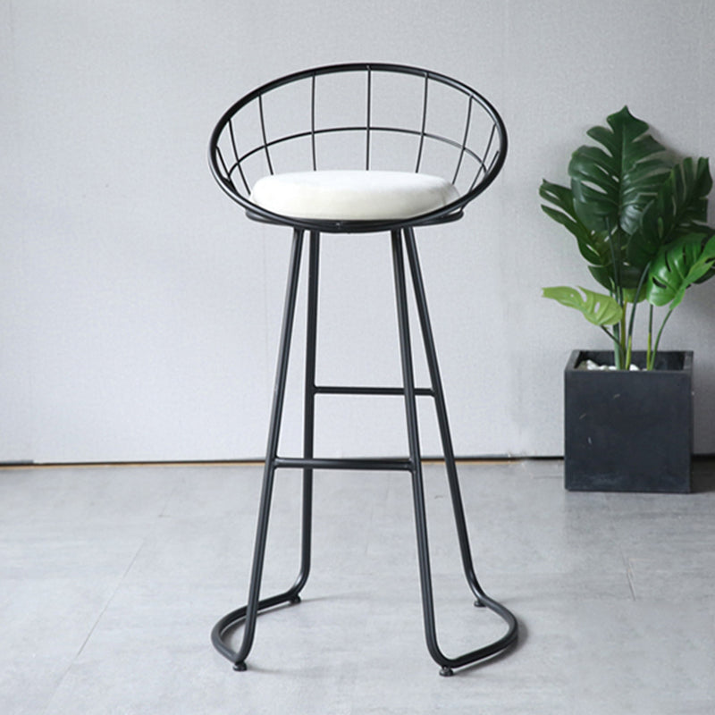 Contemporary Style Counter Stool Upholstered Bar Stool with Metal Base