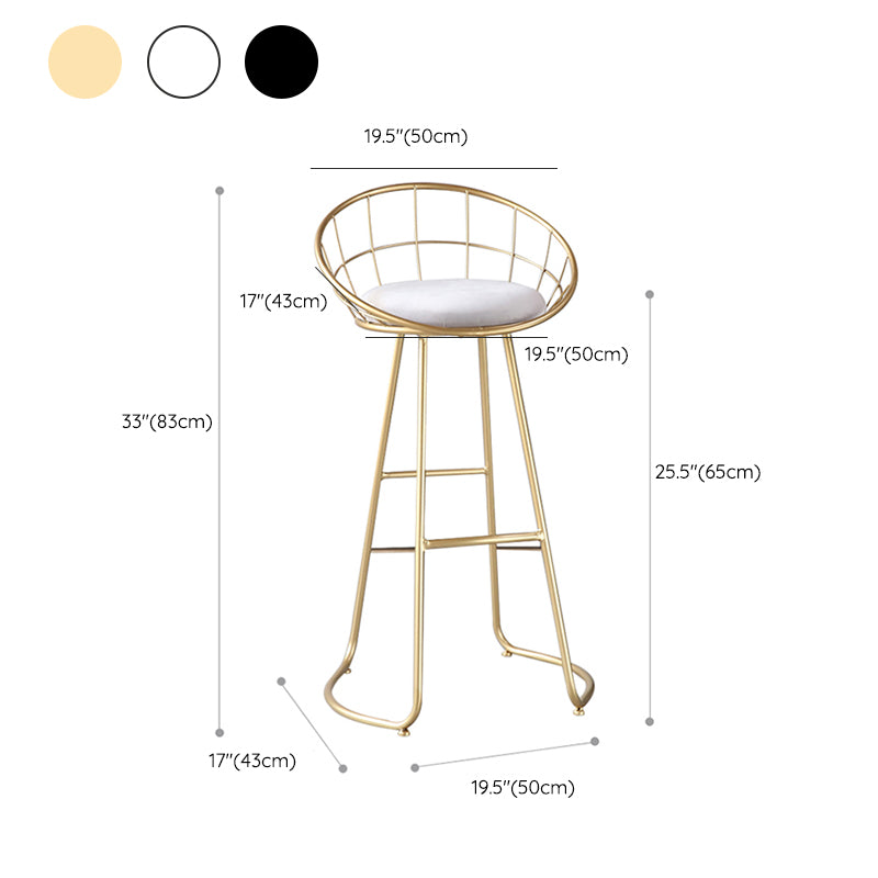Contemporary Style Counter Stool Upholstered Bar Stool with Metal Base