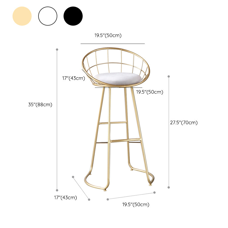 Contemporary Style Counter Stool Upholstered Bar Stool with Metal Base