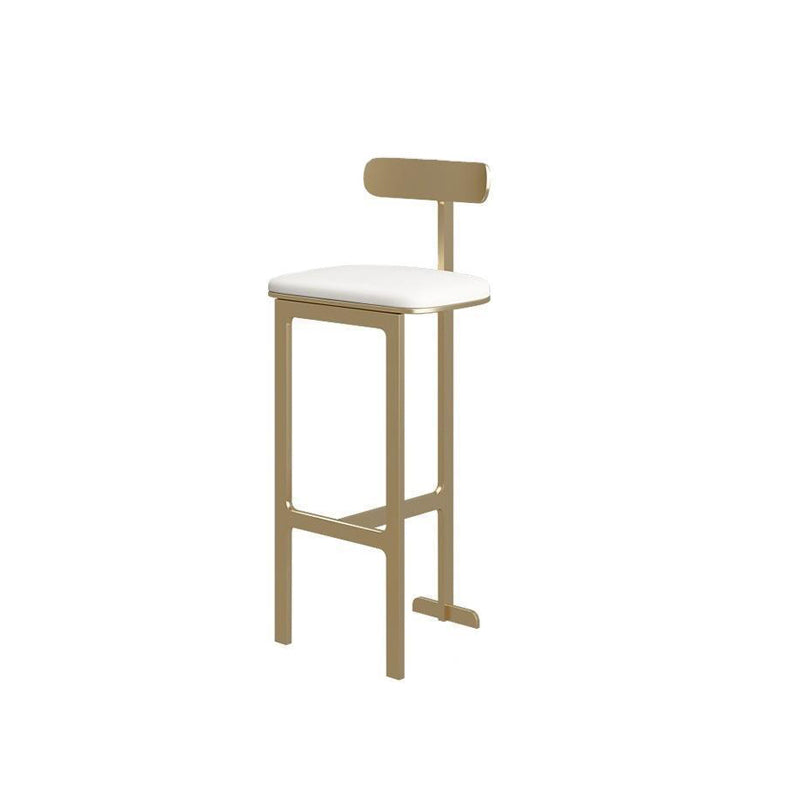 Modern Backrest Armless Counter Stool Iron Frame Bar Stool with Leather Cushion