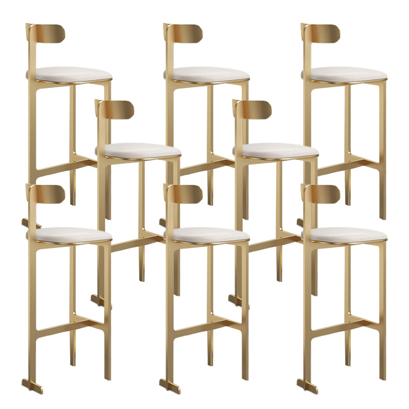 Modern Backrest Armless Counter Stool Iron Frame Bar Stool with Leather Cushion