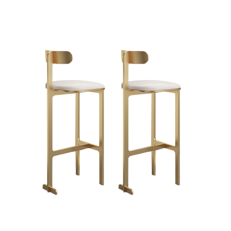 Modern Backrest Armless Counter Stool Iron Frame Bar Stool with Leather Cushion
