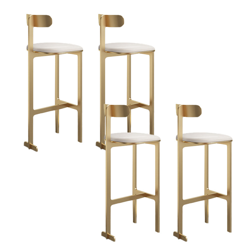 Modern Backrest Armless Counter Stool Iron Frame Bar Stool with Leather Cushion