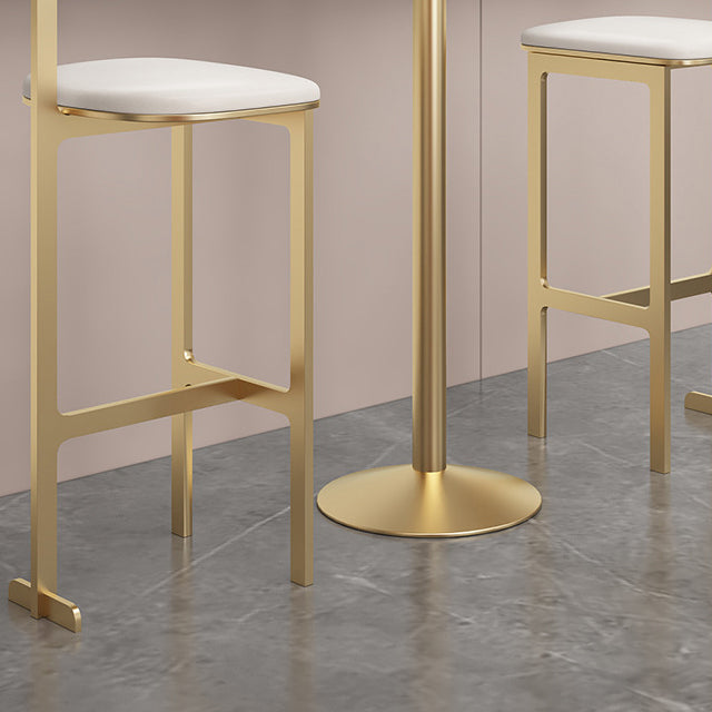 Modern Backrest Armless Counter Stool Iron Frame Bar Stool with Leather Cushion