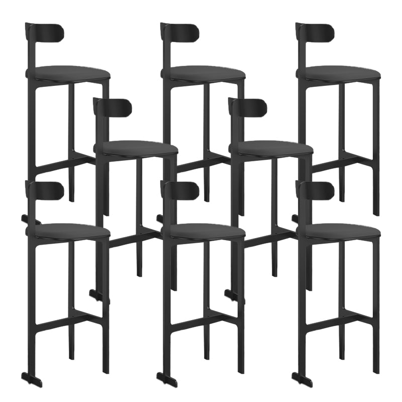 Modern Backrest Armless Counter Stool Iron Frame Bar Stool with Leather Cushion