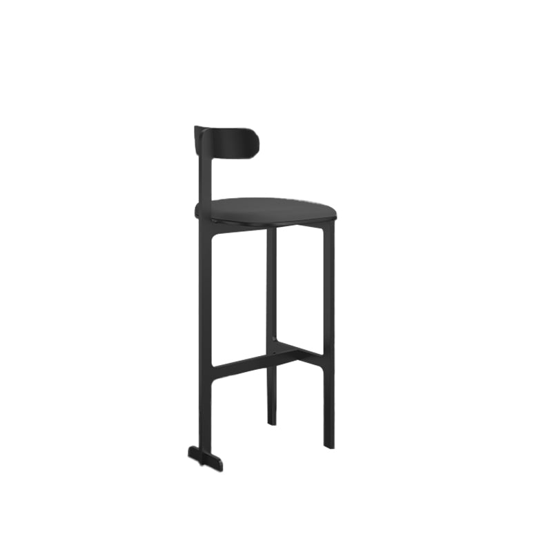 Modern Backrest Armless Counter Stool Iron Frame Bar Stool with Leather Cushion