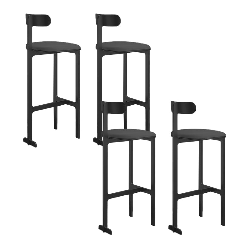 Modern Backrest Armless Counter Stool Iron Frame Bar Stool with Leather Cushion