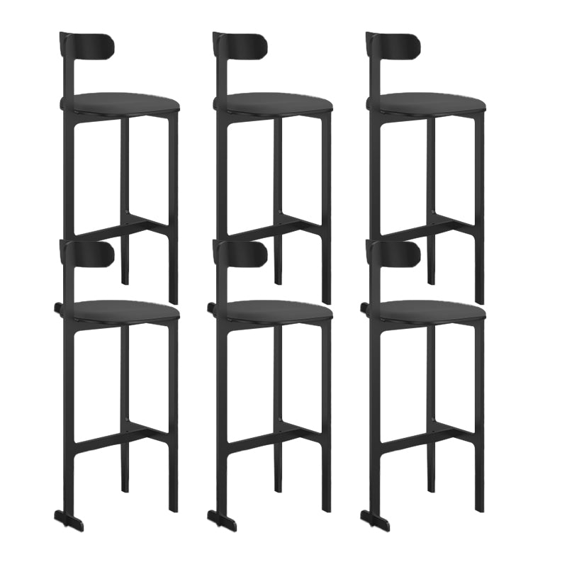 Modern Backrest Armless Counter Stool Iron Frame Bar Stool with Leather Cushion