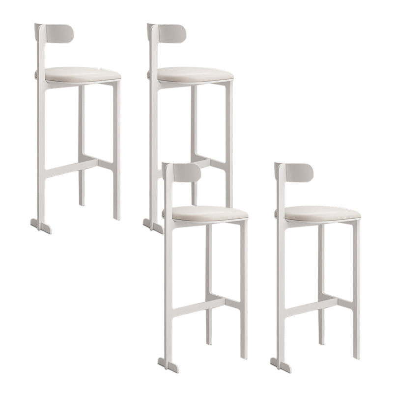 Modern Backrest Armless Counter Stool Iron Frame Bar Stool with Leather Cushion