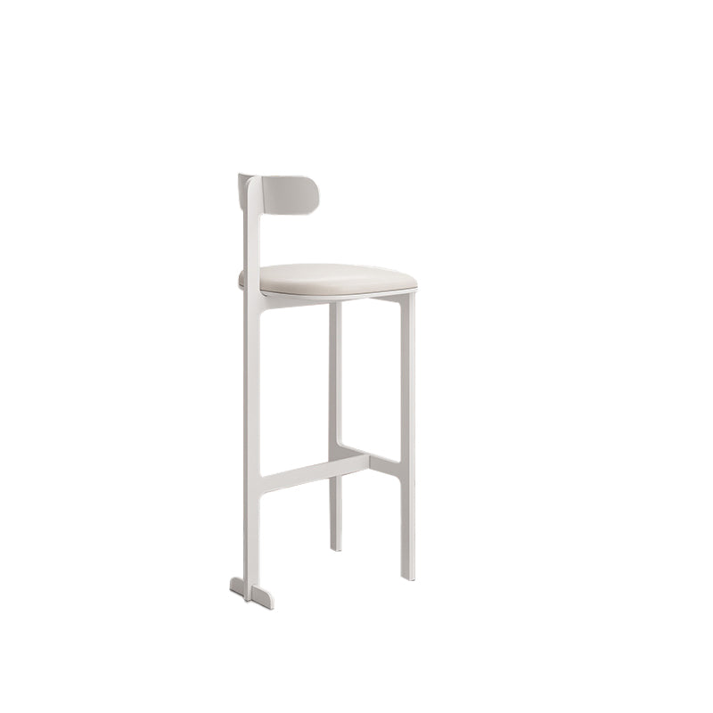 Modern Backrest Armless Counter Stool Iron Frame Bar Stool with Leather Cushion