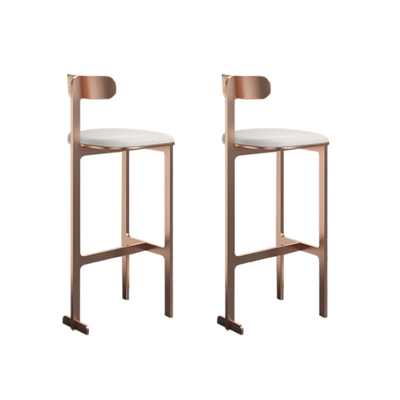 Modern Backrest Armless Counter Stool Iron Frame Bar Stool with Leather Cushion