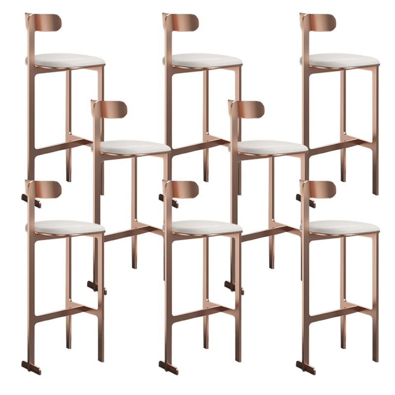 Modern Backrest Armless Counter Stool Iron Frame Bar Stool with Leather Cushion