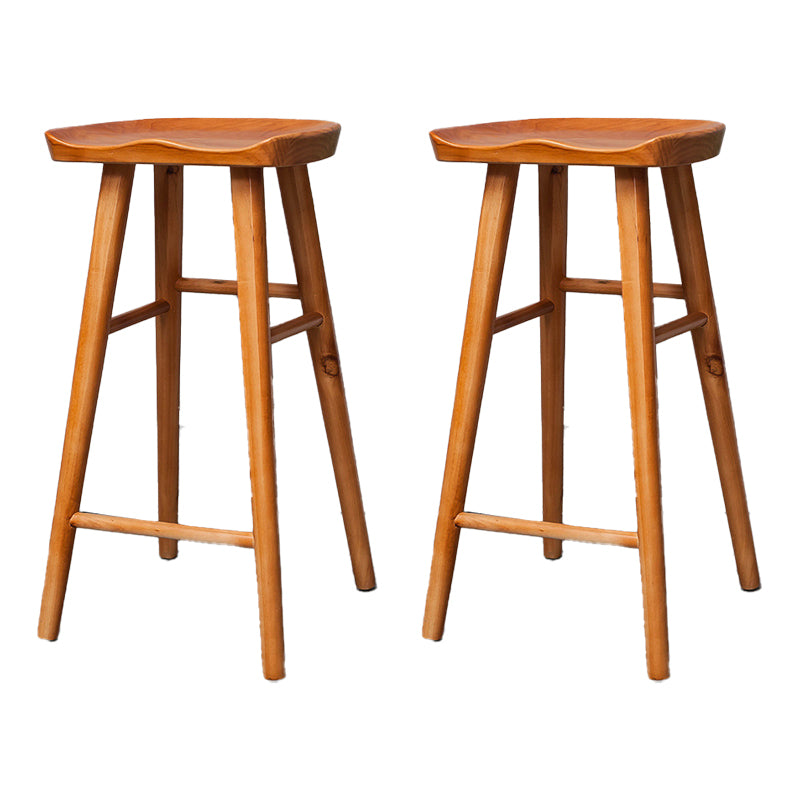 Industrial Armless Backless Counter Stool Rubber Wood Bar Stool with Pedal