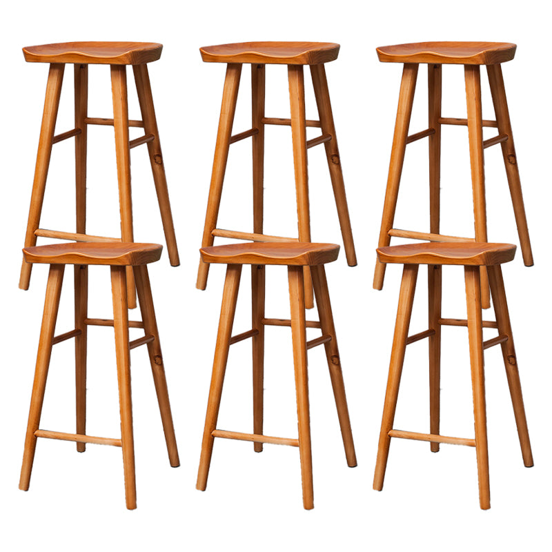 Industrial Armless Backless Counter Stool Rubber Wood Bar Stool with Pedal