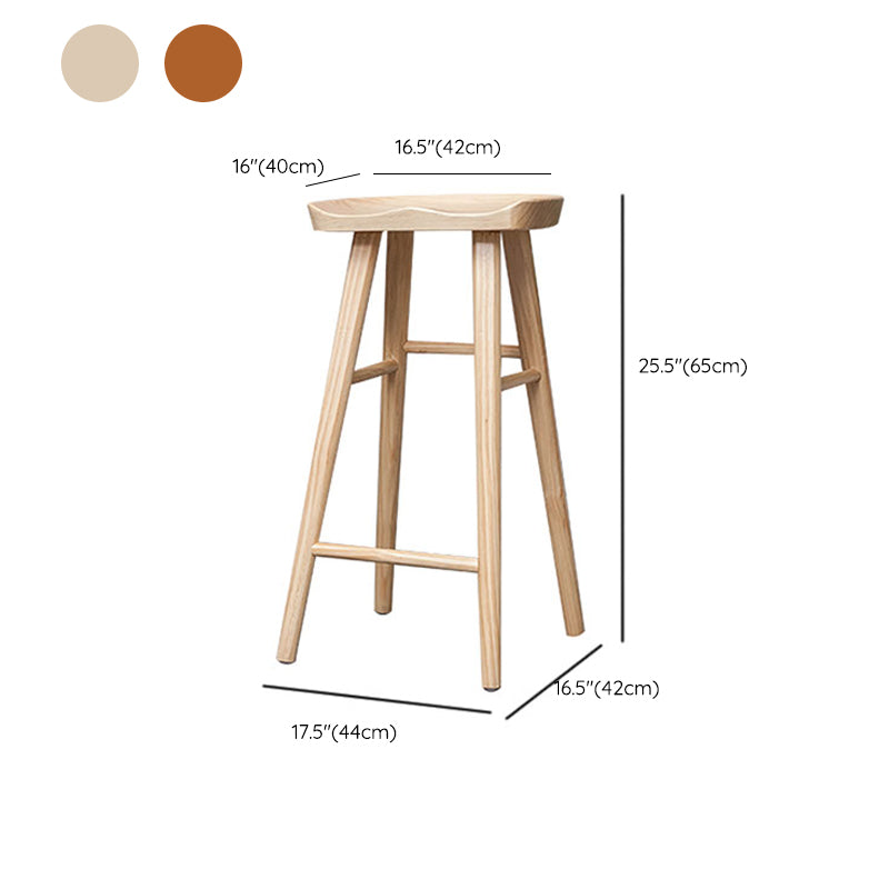 Industrial Armless Backless Counter Stool Rubber Wood Bar Stool with Pedal