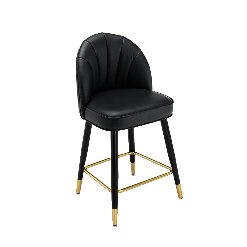 Modern Armless Backrest Counter Stool Iron Bar Stool with Cushion for Bar