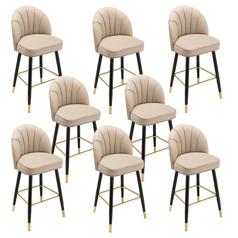 Modern Armless Backrest Counter Stool Iron Bar Stool with Cushion for Bar