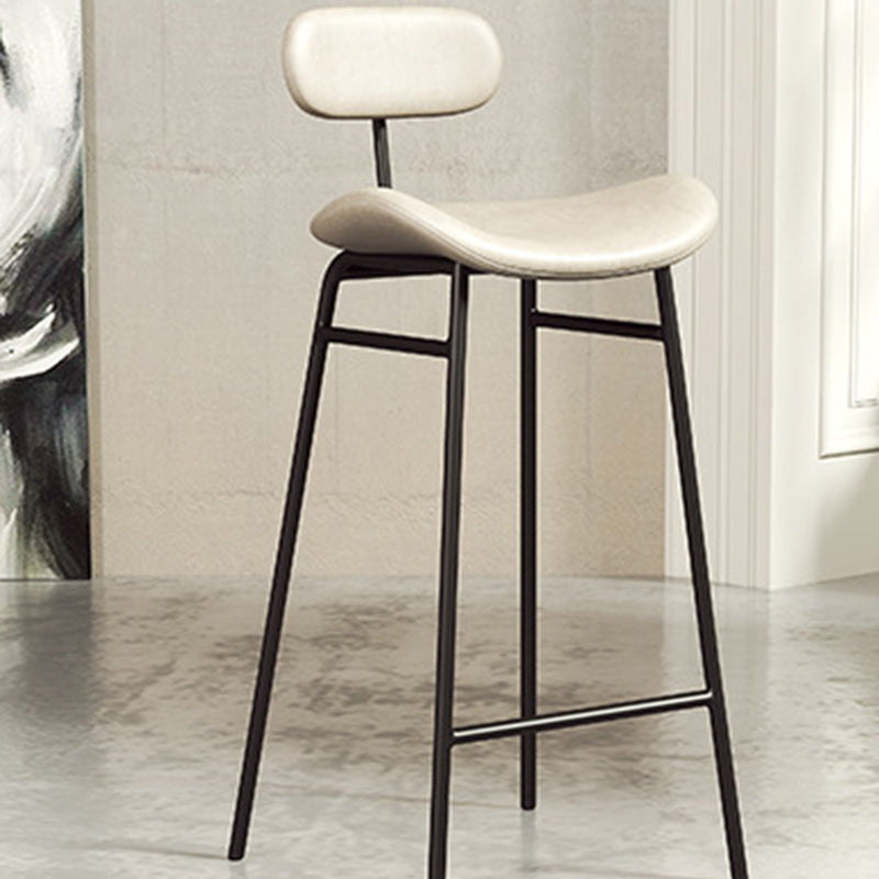 Modern Backrest Counter Stool Iron Cafe Bar Stool with Cushion and Pedal