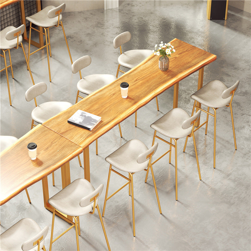 Modern Backrest Counter Stool Iron Cafe Bar Stool with Cushion and Pedal