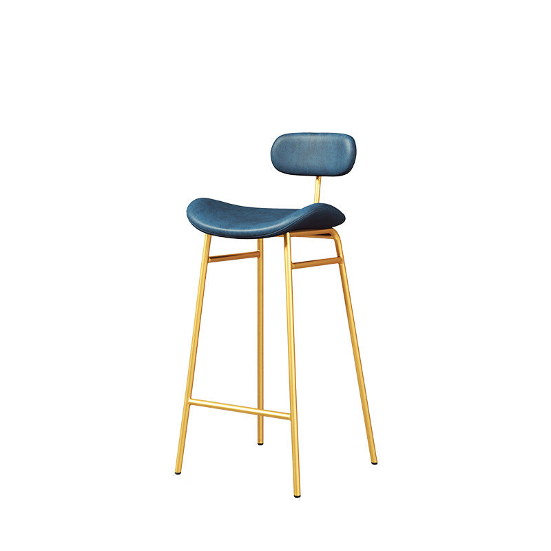 Modern Backrest Counter Stool Iron Cafe Bar Stool with Cushion and Pedal