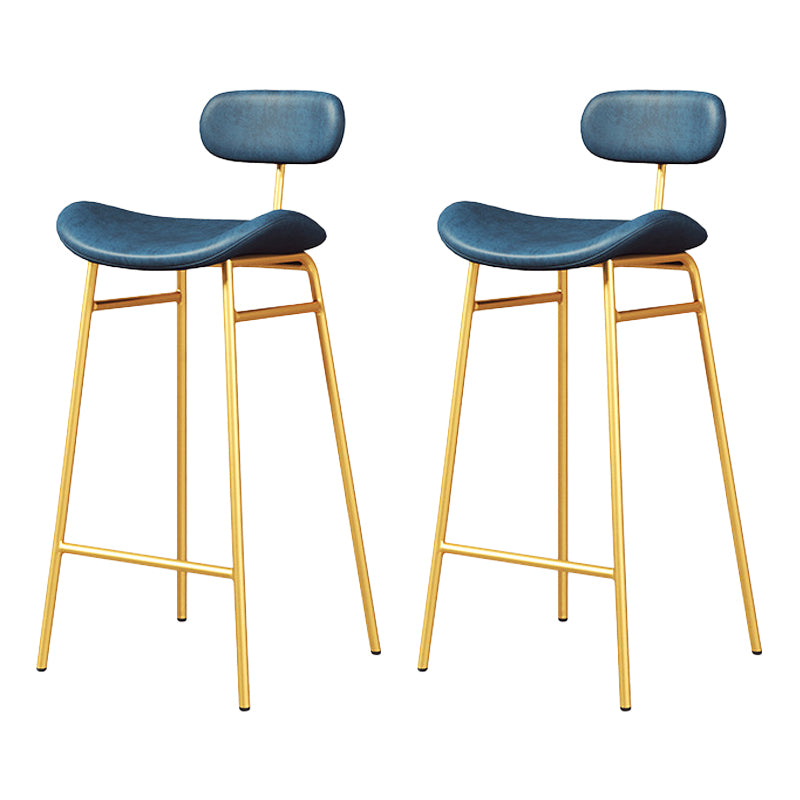 Modern Backrest Counter Stool Iron Cafe Bar Stool with Cushion and Pedal
