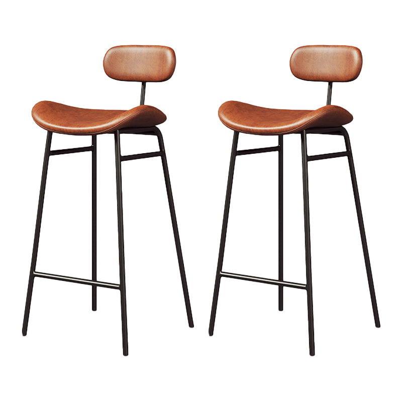 Modern Backrest Counter Stool Iron Cafe Bar Stool with Cushion and Pedal