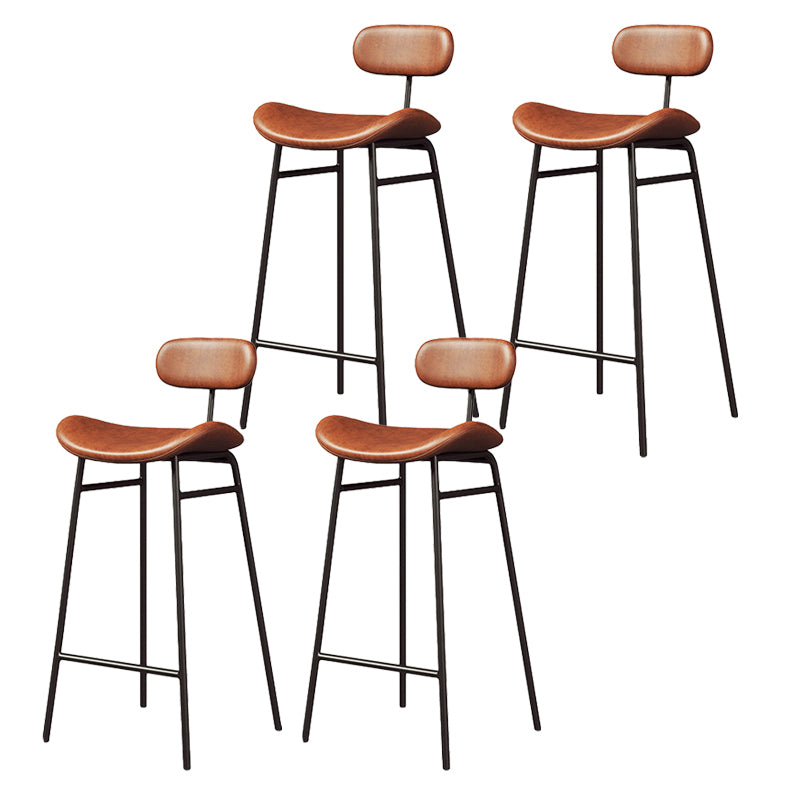 Modern Backrest Counter Stool Iron Cafe Bar Stool with Cushion and Pedal