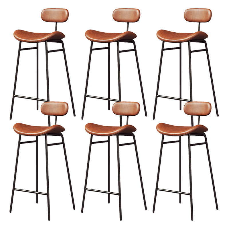 Modern Backrest Counter Stool Iron Cafe Bar Stool with Cushion and Pedal