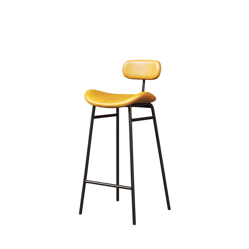 Modern Backrest Counter Stool Iron Cafe Bar Stool with Cushion and Pedal
